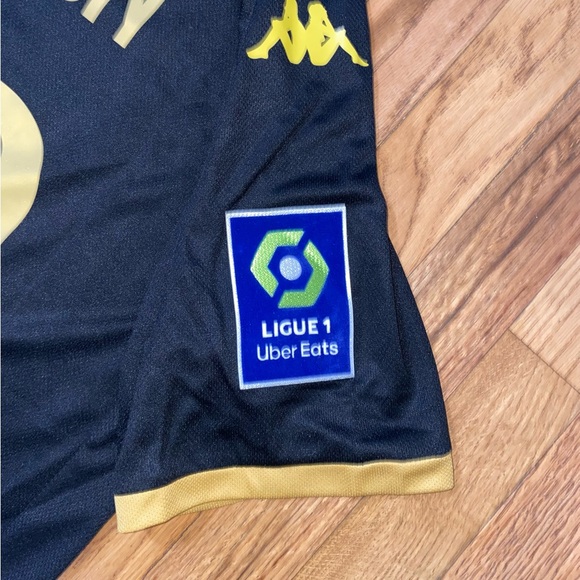AS Monaco Kappa 2023/2024 Away Jersey Black Gold Large NWT #29 Balogun - Picture 4 of 8